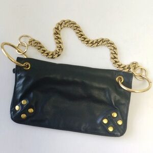 Wilson's Leather Maxima Leather Chunky Gold Chain Strap Wallet Bag